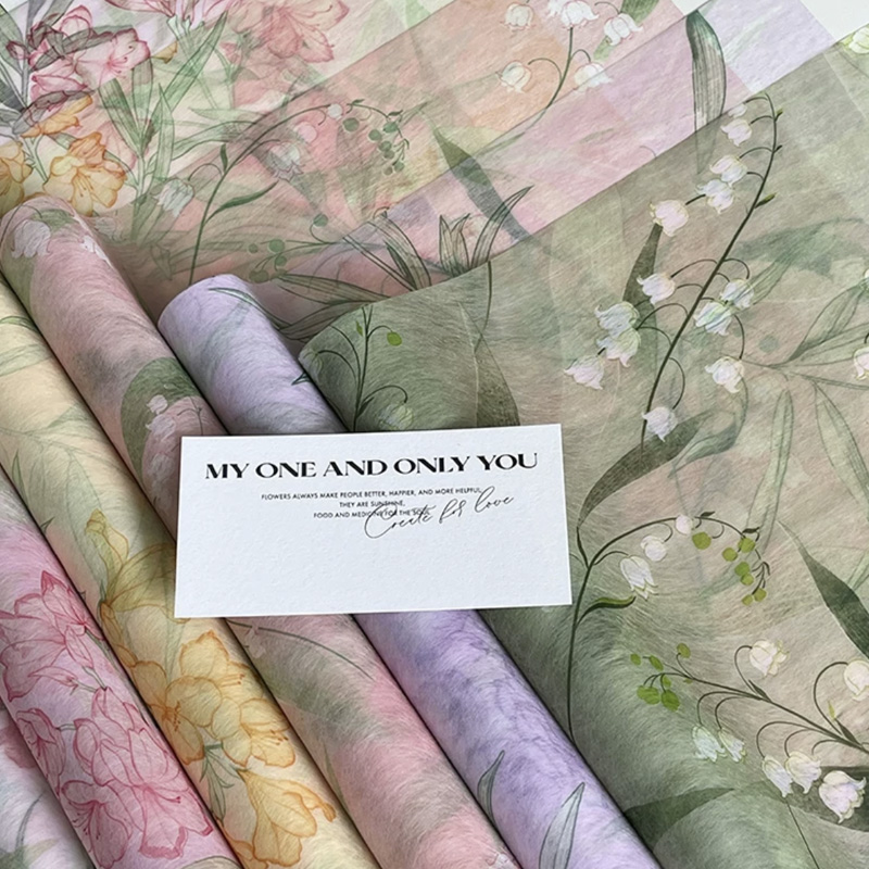 Meteor Shower Lily Printed Non woven Milk Cotton Flower Packaging Paper Bouquet Packaging Inner Lining Material Floral Materials